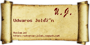 Udvaros Jolán névjegykártya