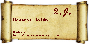 Udvaros Jolán névjegykártya